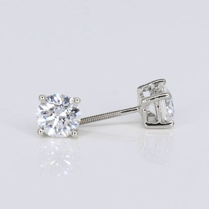 14k Solid Gold Lab Diamond 1.5ct Solitaire Earrings - 50276