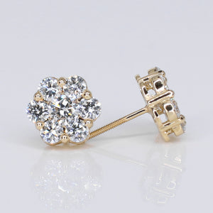 14k Solid Gold Lab Diamond 10mm Flower Earrings - 50277