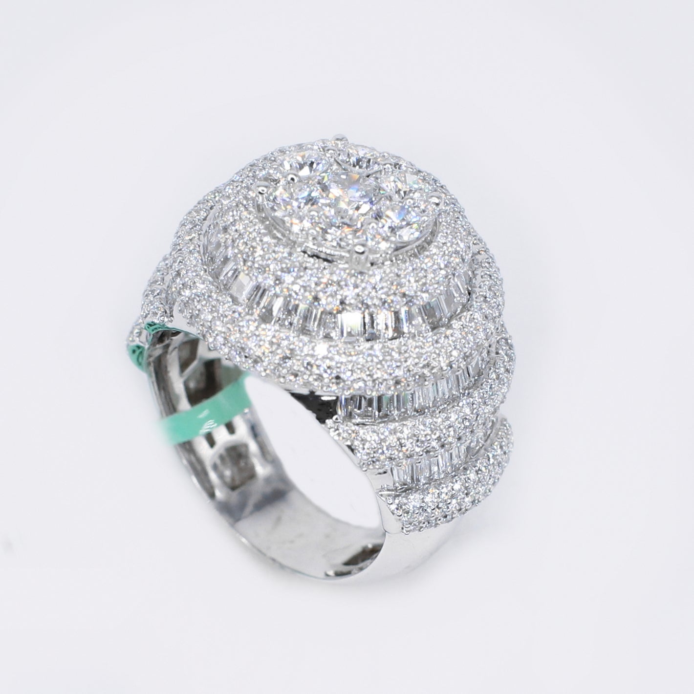 10k Solid Gold Lab Diamond Alternating Baguette Pave Men's Ring - 30310
