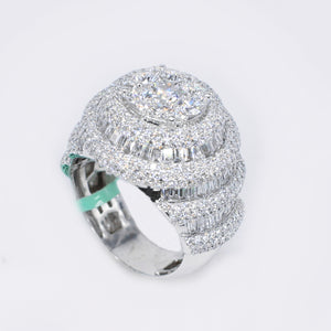 10k Solid Gold Lab Diamond Alternating Baguette Pave Men's Ring - 30310