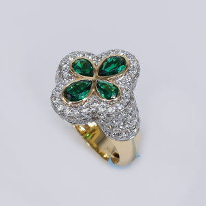 10k Solid Gold VS1 Diamond Green Clover Men's Ring - 30317