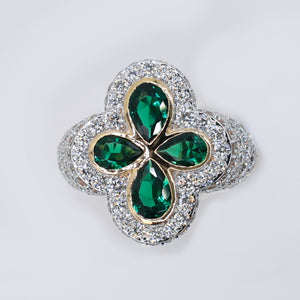 10k Solid Gold VS1 Diamond Green Clover Men's Ring - 30317