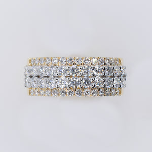 10k Solid Gold Lab Diamond 4 Row Double Layer Men's Band - 30316