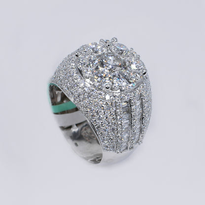 10k Solid Gold Diamond Lab Center Pointer Cluster Men's Ring - 30314
