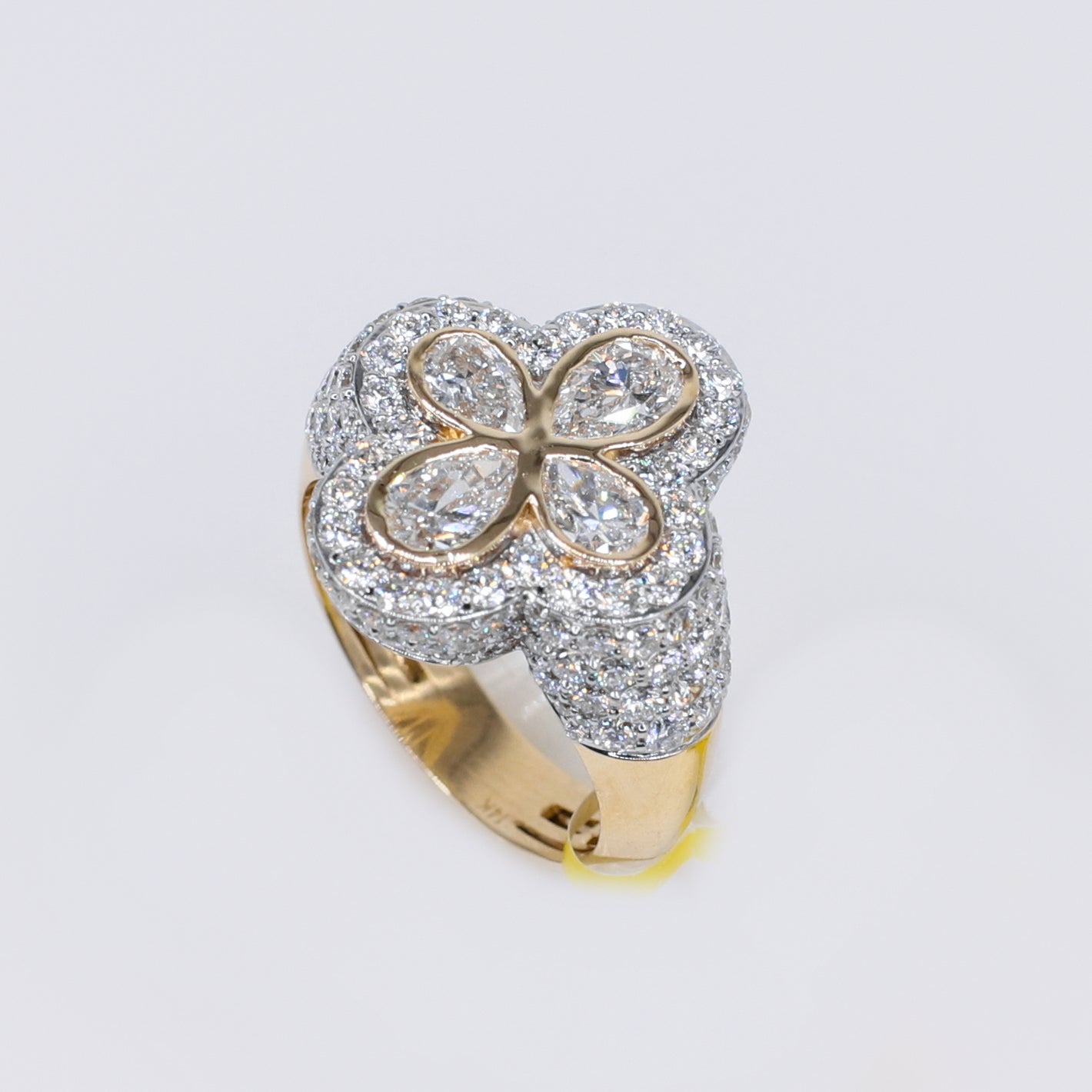 14k Solid Gold Lab Diamond Clover Men's Ring - 30318