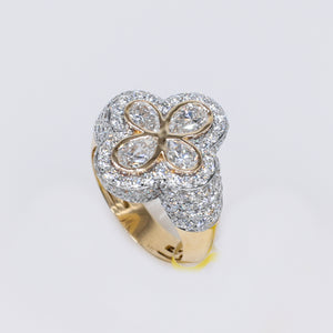 14k Solid Gold Lab Diamond Clover Men's Ring - 30318
