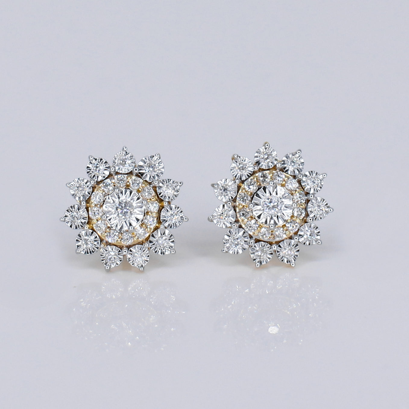 10k Solid Gold Diamond Star Fire Earrings -50281