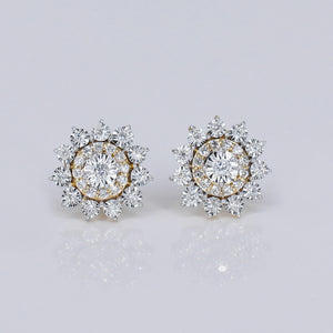 10k Solid Gold Diamond Star Fire Earrings -50281
