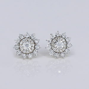 10k Solid Gold Diamond Star Fire Earrings -50281