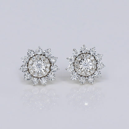 10k Solid Gold Diamond Star Fire Earrings -50281