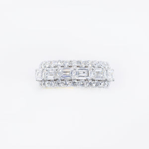 14k Solid Gold Lab Diamond Emerald Center Row Men's Band - 30319