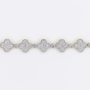 10k Solid Gold 11mm Diamond Alternating Clover Bracelet - 20197