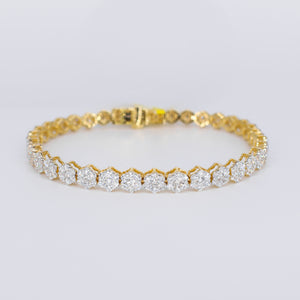 10k Solid Gold Diamond Graduated Flower Tennis Bracelet - 20198