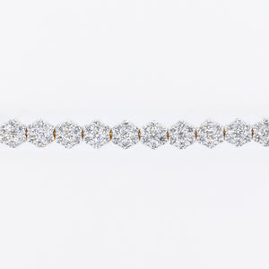 10k Solid Gold Diamond Graduated Flower Tennis Bracelet - 20198