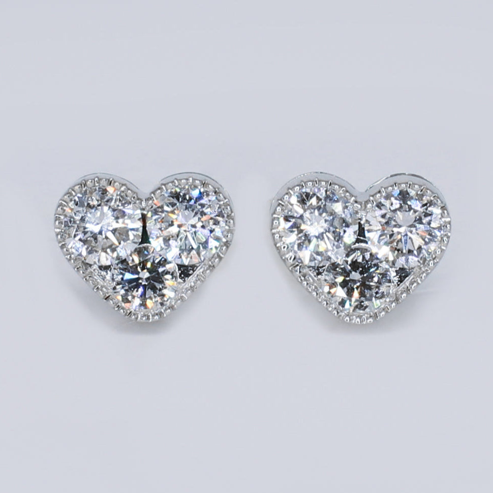 14k Solid Gold Lab Diamond 8.50mm Pointer Heart Earrings - 50285