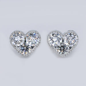 14k Solid Gold Lab Diamond 8.50mm Pointer Heart Earrings - 50285