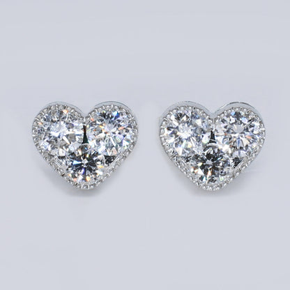 14k Solid Gold Lab Diamond 8.50mm Pointer Heart Earrings - 50285