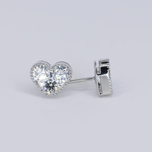 14k Solid Gold Lab Diamond 8.50mm Pointer Heart Earrings - 50285