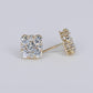 14k Solid Gold Lab Diamond 10.5mm Sqaure Cluster Earrings - 50282