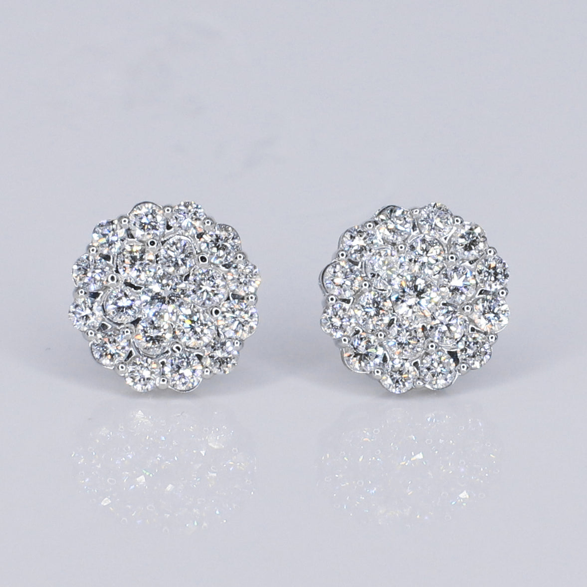 14k Solid Gold Lab Diamond 11mm Circular Cluster Earrings - 50283