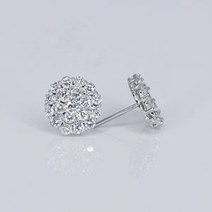 14k Solid Gold Lab Diamond 11mm Circular Cluster Earrings - 50283