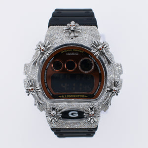 Diamond G-Shock DW-6900 Custom Cross Bezel -Black Band  - 40082