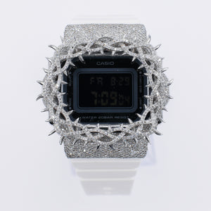 Diamond G-Shock Custom Thorn Bezel -White Band  -40083