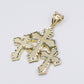 10k Hollow Triple Gold Cross Pendant -60529