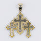 10k Hollow Triple Gold Cross Pendant -60529