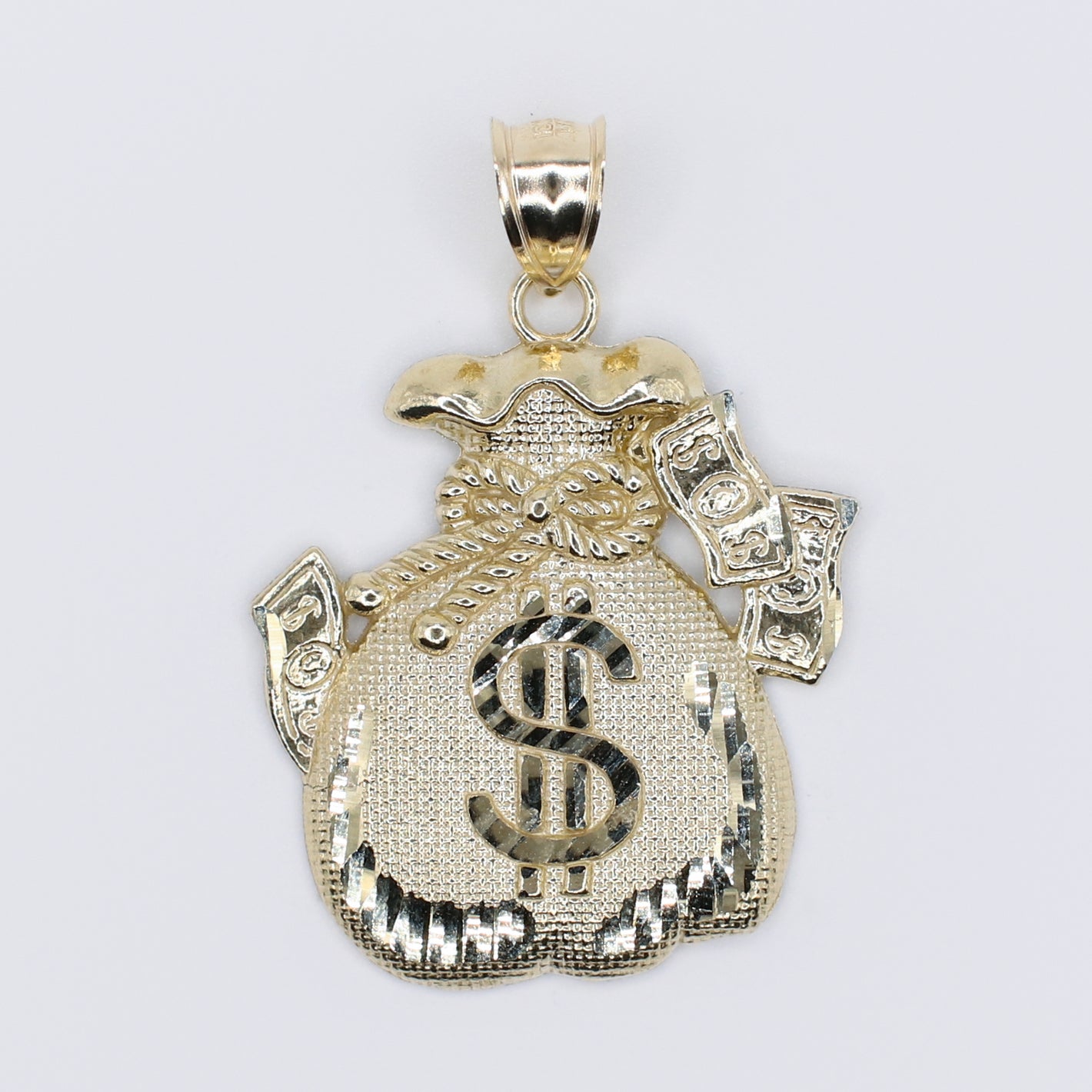 10k Hollow Gold Jumbo Money Bag Pendant -60532