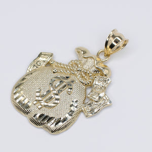 10k Hollow Gold Jumbo Money Bag Pendant -60532