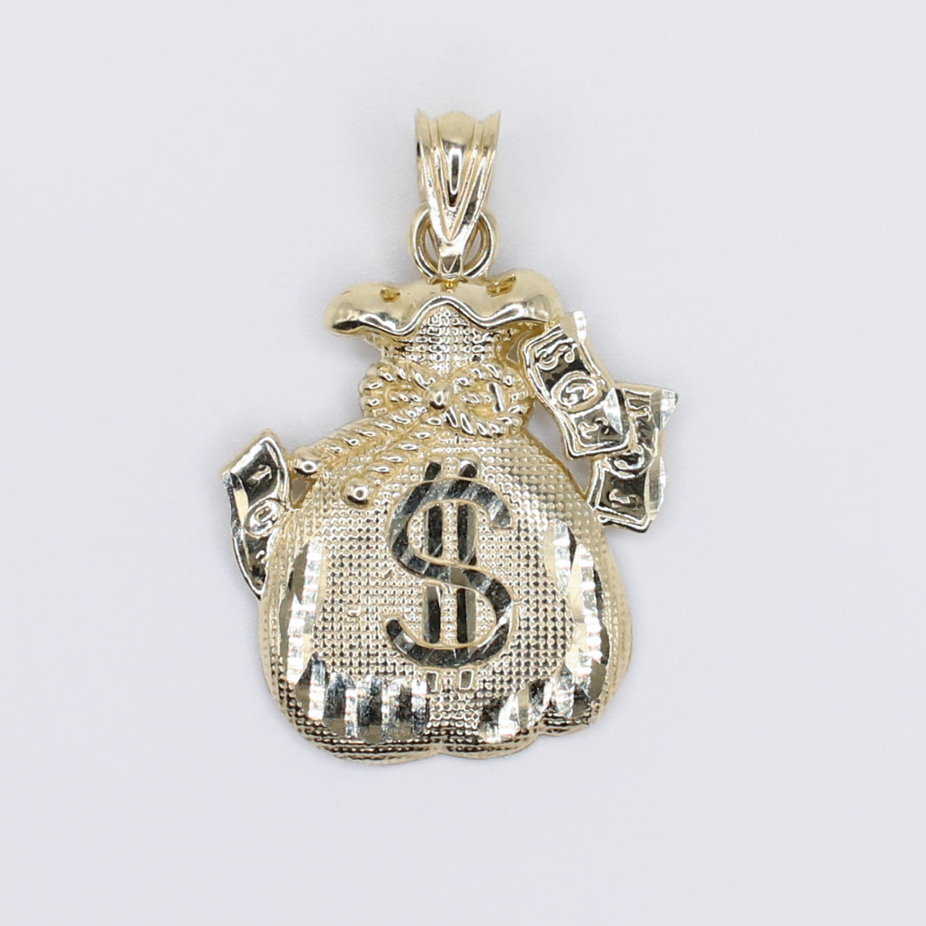 10k Hollow Gold Money Bag Pendant -60531