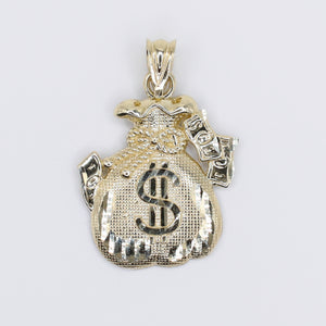 10k Hollow Gold Money Bag Pendant -60531