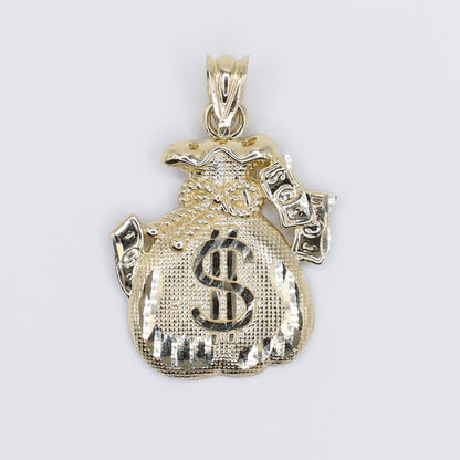 10k Hollow Gold Money Bag Pendant -60531