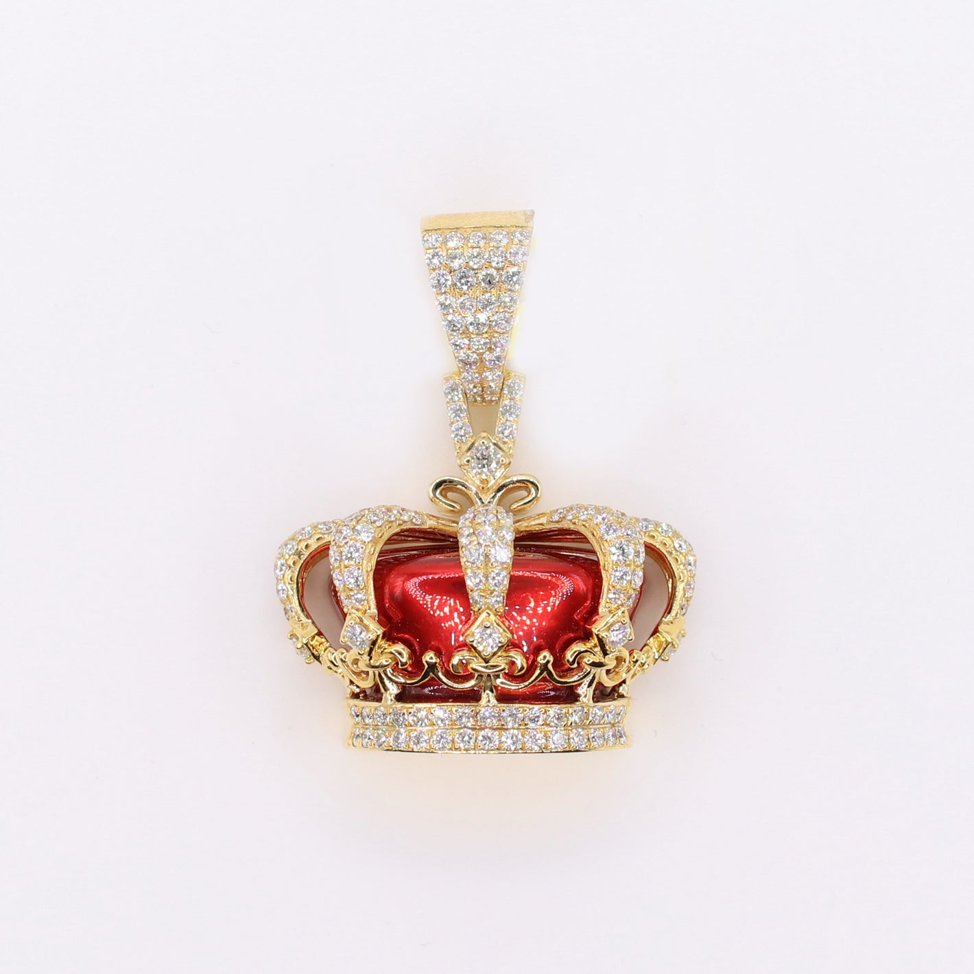 10k Solid Gold Diamond Victorian Crown Pendant  - 60532