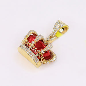 10k Solid Gold Diamond Victorian Crown Pendant  - 60532