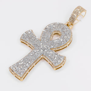 10k Solid Gold Diamond Large Pave Ankh Pendant - 60533