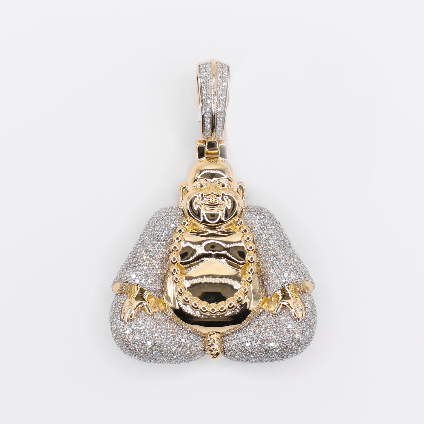 10k Solid Gold Diamond Sitting Buddha Pendant - 60535