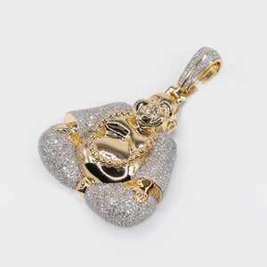 10k Solid Gold Diamond Sitting Buddha Pendant - 60535