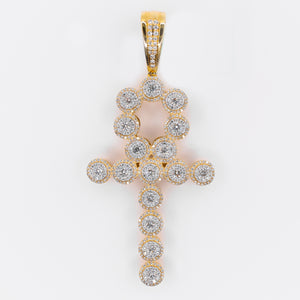 14k Solid Gold Diamond Large Cluster Ankh Pendant - 60534
