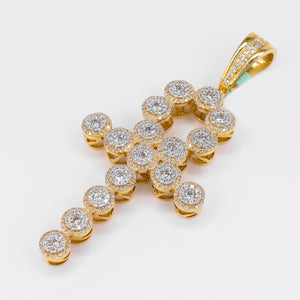 14k Solid Gold Diamond Large Cluster Ankh Pendant - 60534