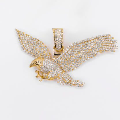 10k Solid Gold Diamond American Bald Eagle Pendant - 60536