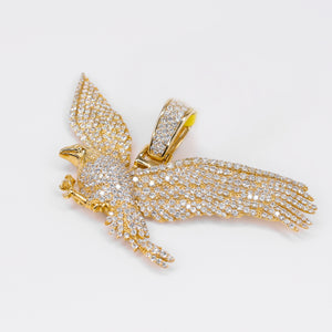 10k Solid Gold Diamond American Bald Eagle Pendant - 60536