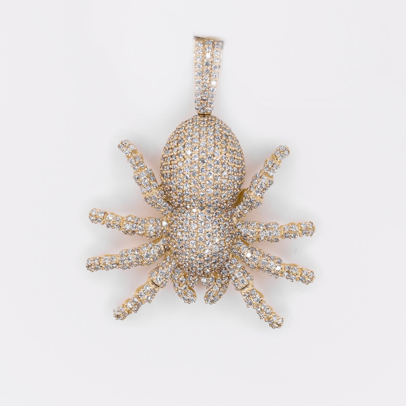 14k Solid Gold Diamond Spider Pendant - 60536