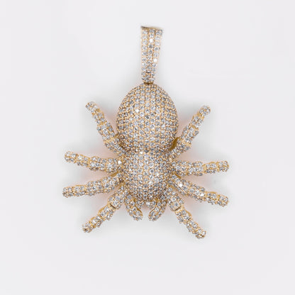 14k Solid Gold Diamond Spider Pendant - 60536