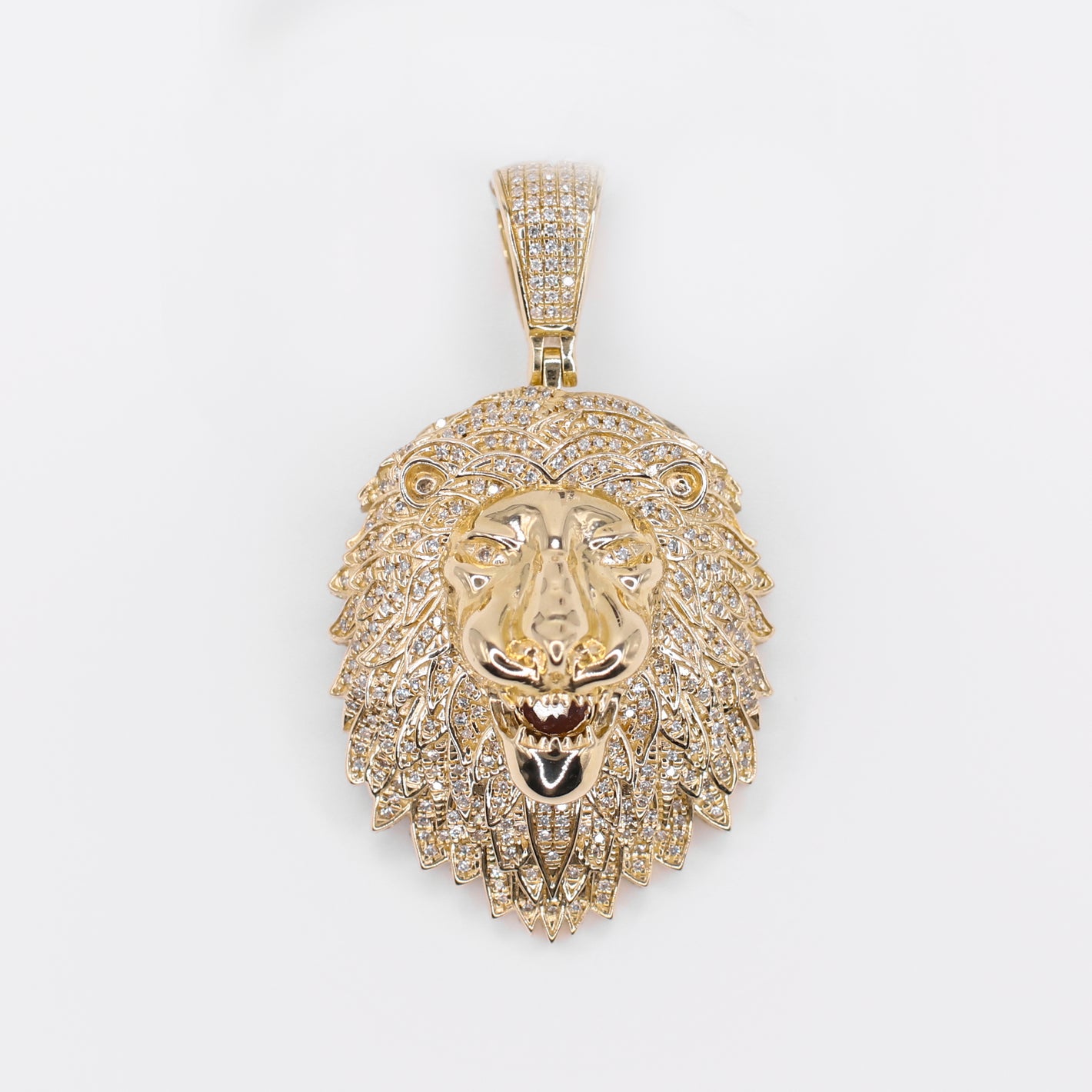 10k Solid Gold Diamond Lion Pendant - 60537