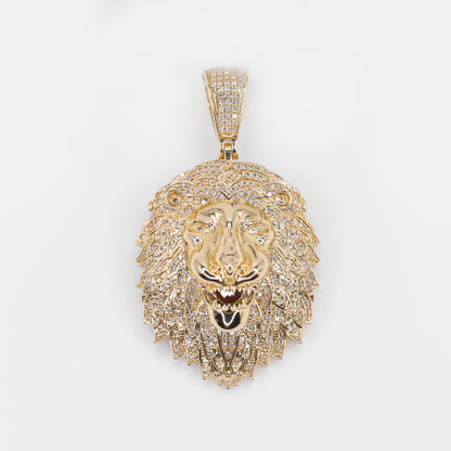 10k Solid Gold Diamond Lion Pendant - 60537