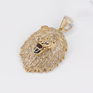 10k Solid Gold Diamond Lion Pendant - 60537