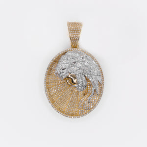 10k Solid Gold Diamond Oval Jesus Head Pendant - 60538