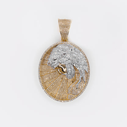 10k Solid Gold Diamond Oval Jesus Head Pendant - 60538